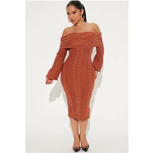 Midi off the Shoulder Sweater Dress